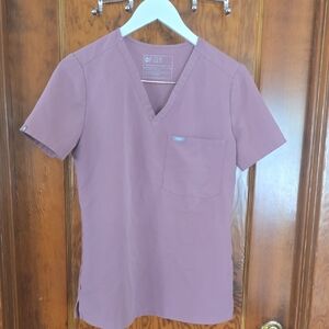 Figs Dusty Rose V-Neck Scrub Top